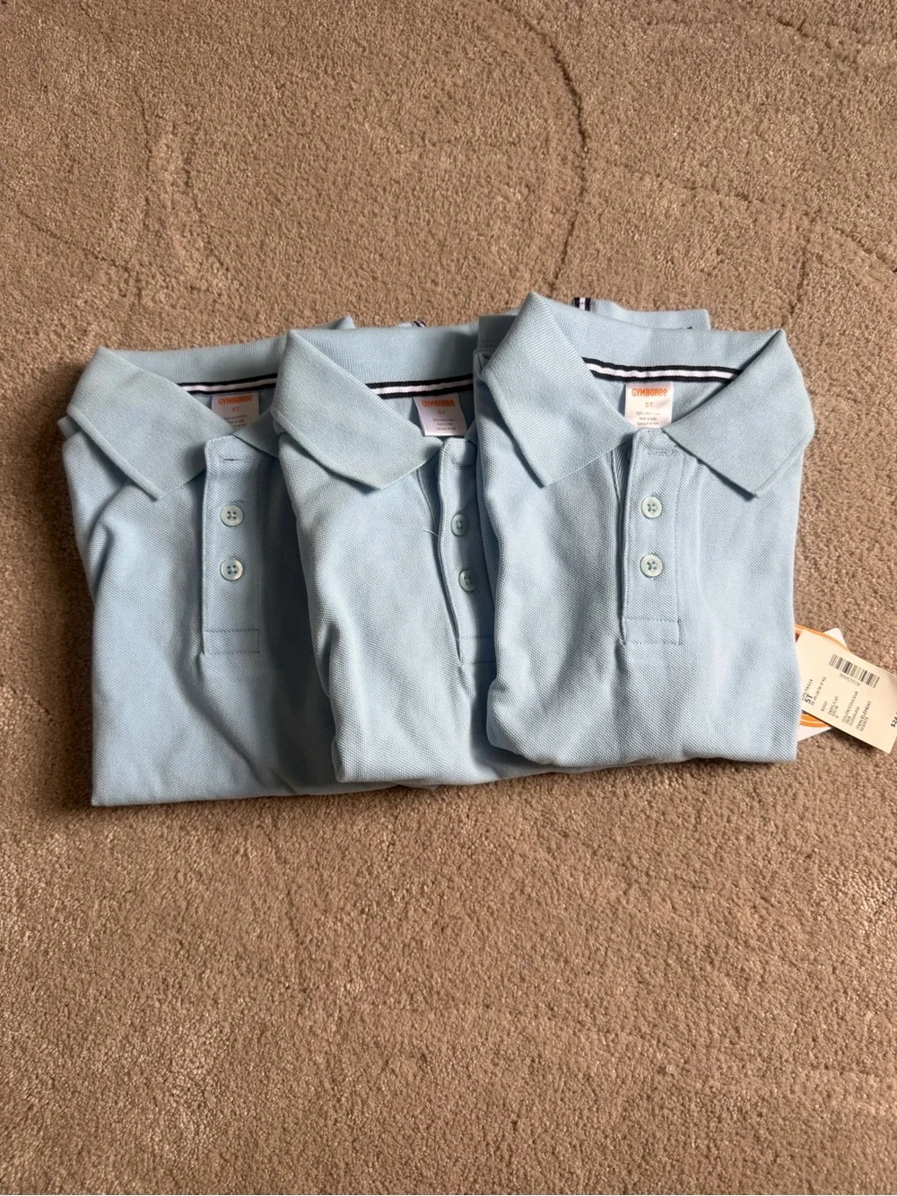 Brand new Gymboree Light Blue Polo- Classic Cotton, size 5T, 3 pack short sleeve